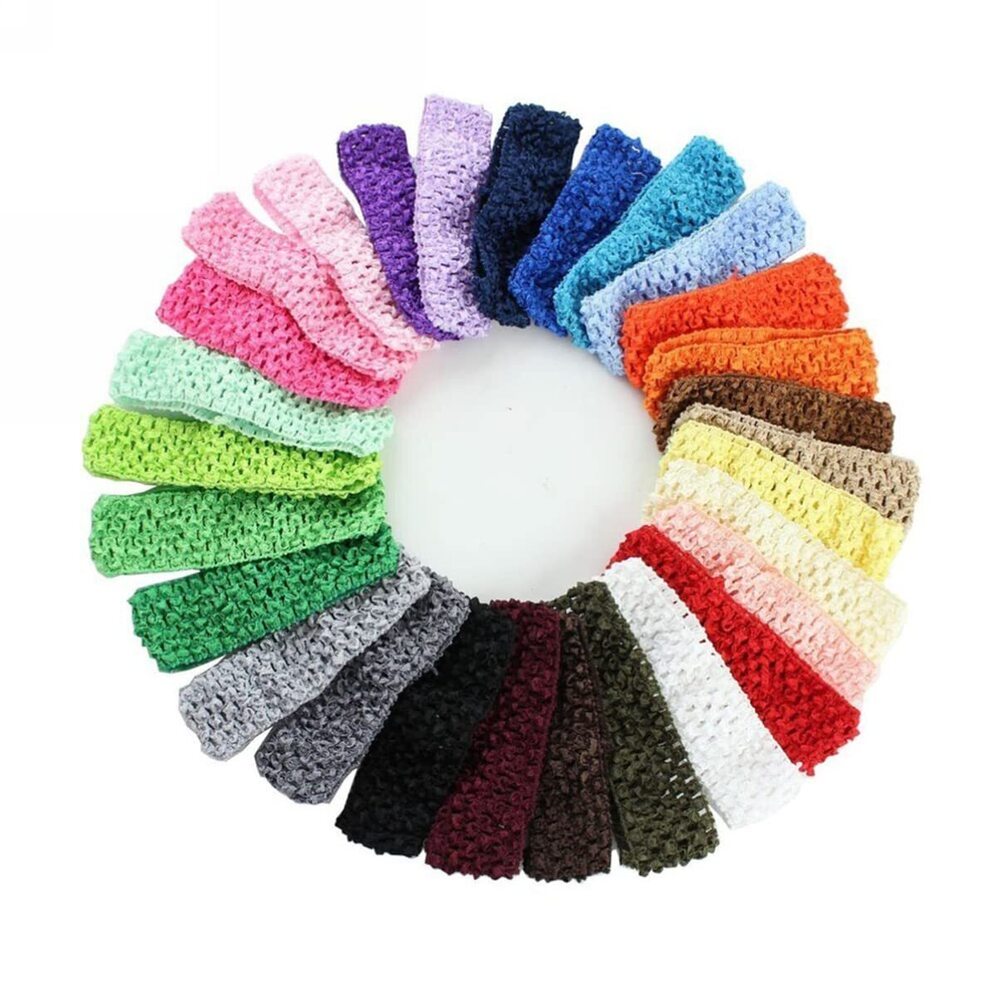1077 24Pcs Knitted Headbands Elastic Crochet Hairbands Colorful Stretch